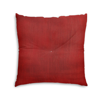 Juicy Red Berry Blast: Denim Fabric Inspired Design - Tufted Floor Pillow, Square