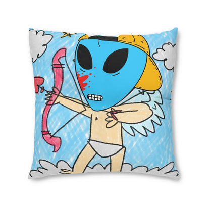 Valentine Arrow Heart Love Visitor Blue Blood Alien Tufted Floor Pillow, Square