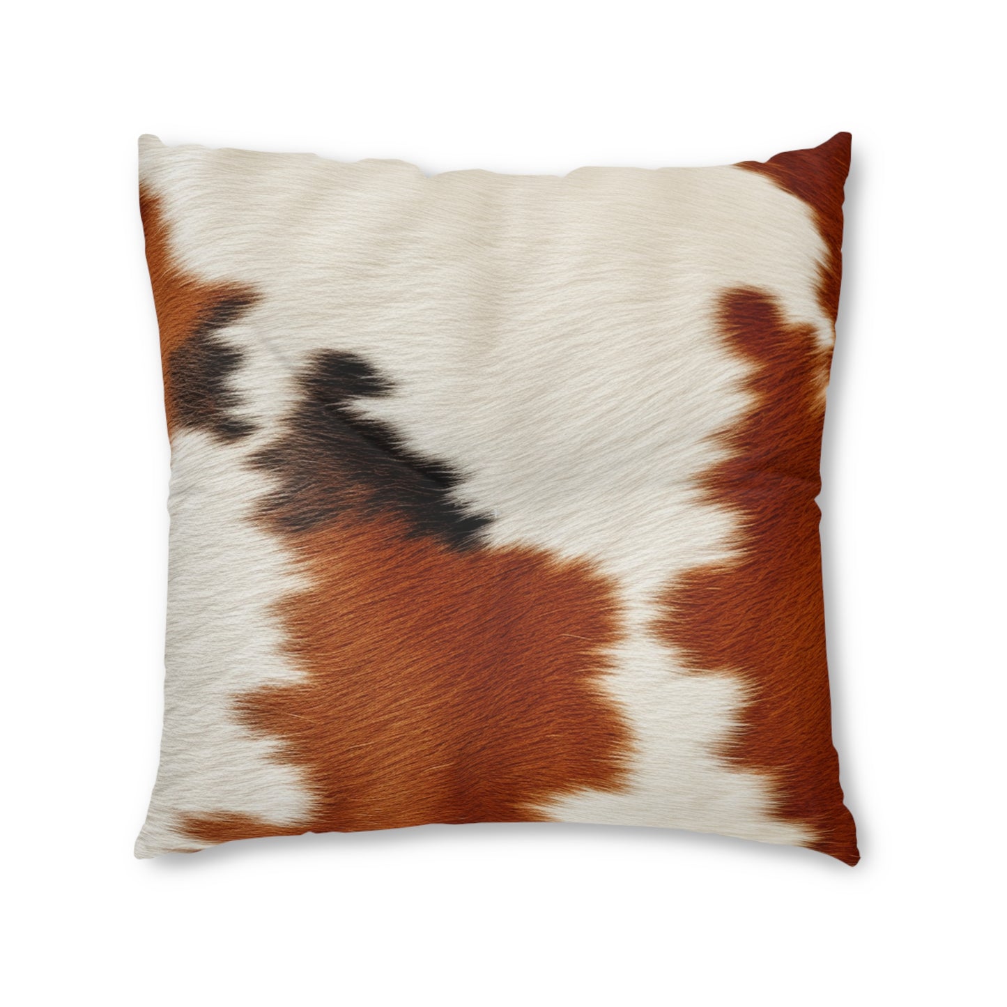 Hair Cowhide Leather Natural Design Tough Durable Rugged Style - Tufted Floor Pillow, Square