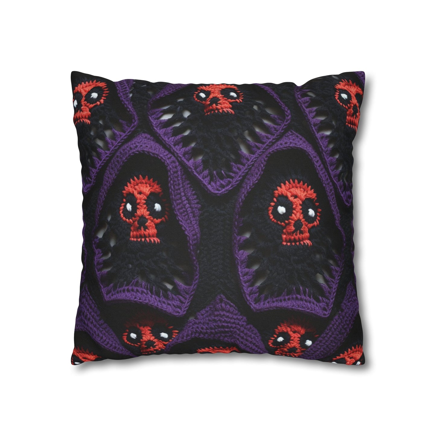 Grim Reaper Crochet Halloween Fright Scare Ghoul Fantasy Horror - Spun Polyester Square Pillow Case