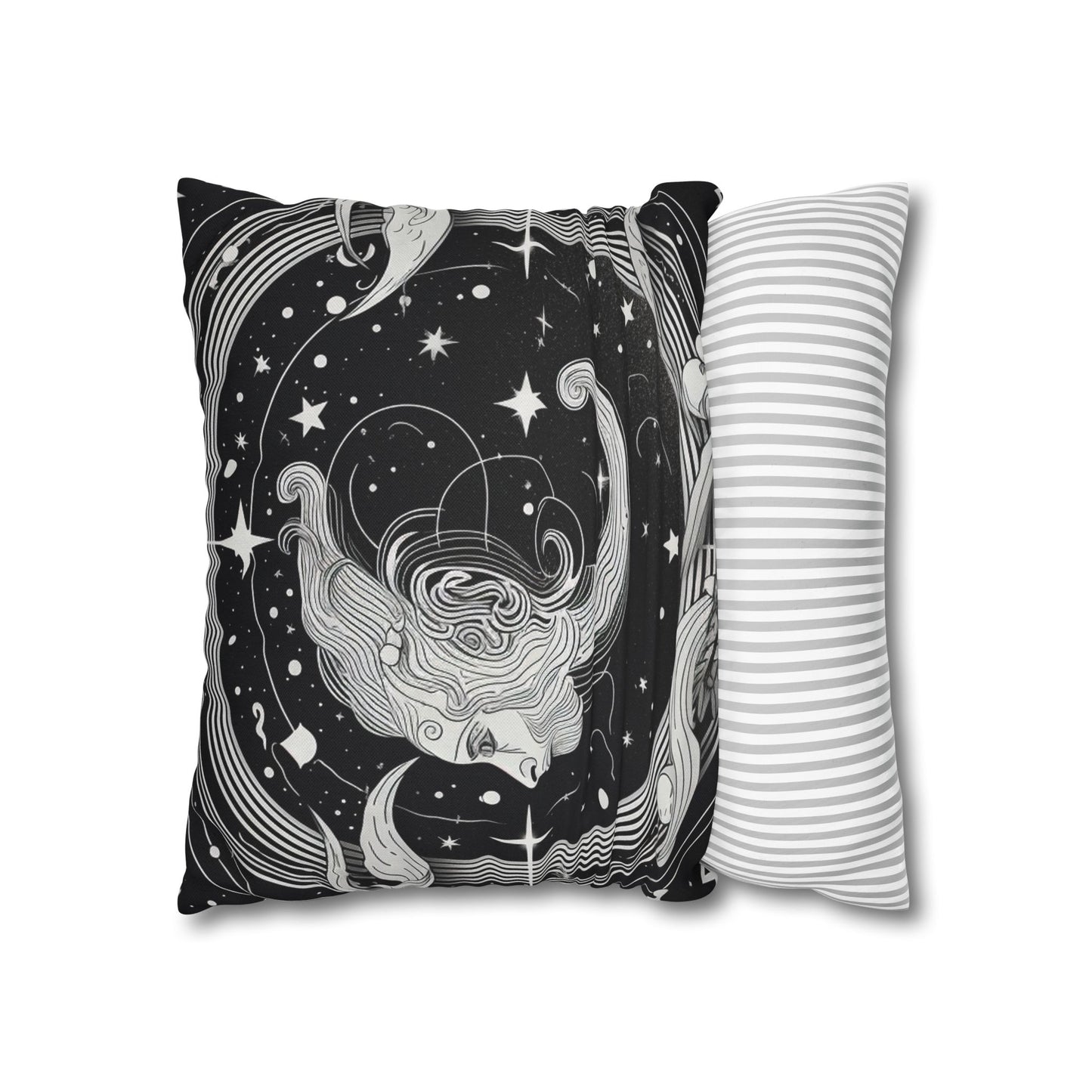 Aquarius Sign Spun Polyester Square Pillow Case, Double Sided Print