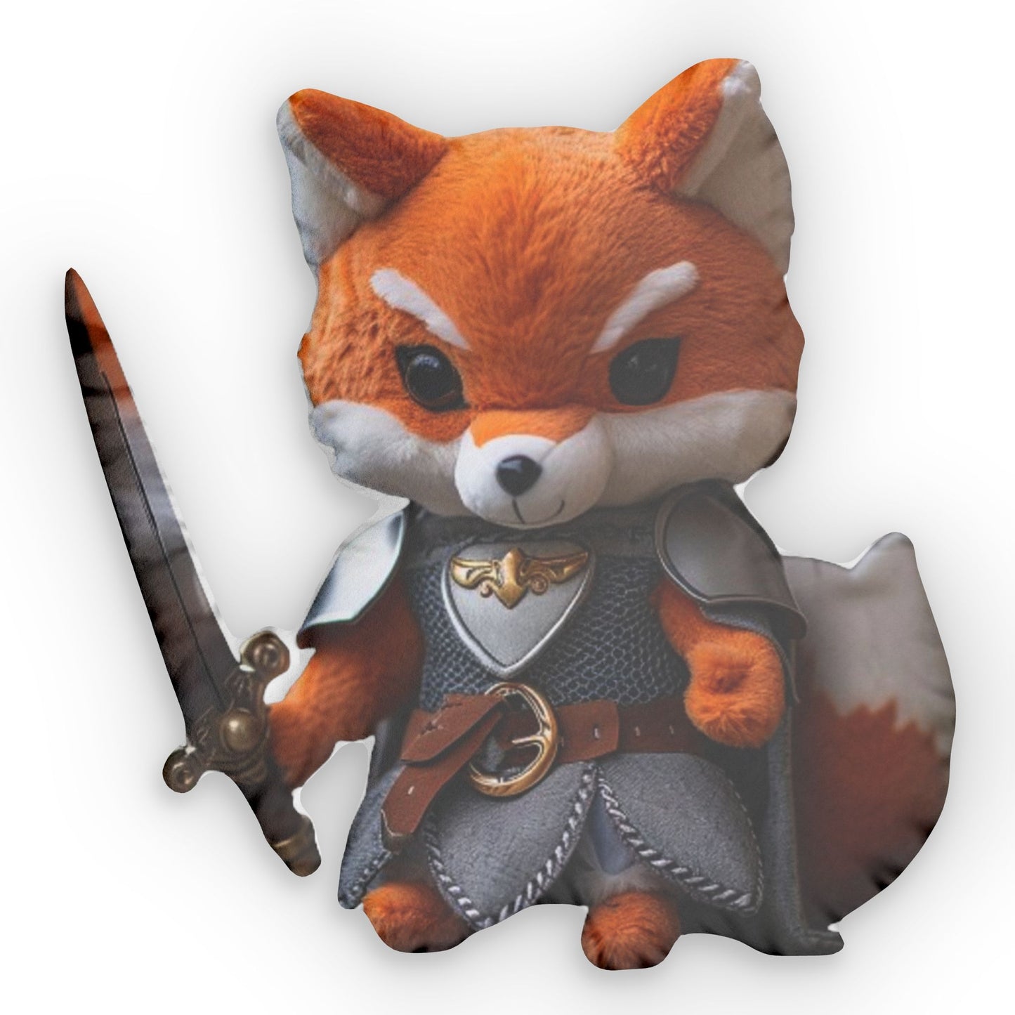 Plushie Fox Knight Armor, Sword Cute - Shaped Pillow