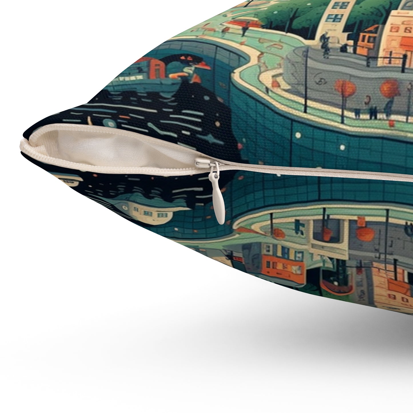 Galactic Metropolis Pattern, Sci-Fi Inspired - Spun Polyester Square Pillow