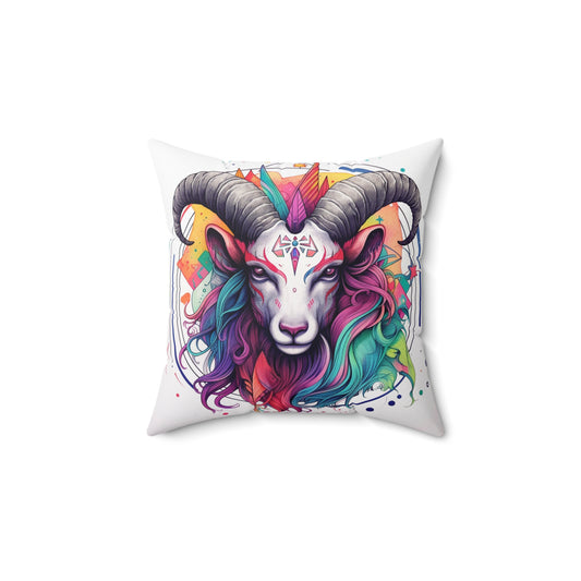 Chill Capricorn Style - Fine Line Multicolor Astrology Design - Spun Polyester Square Pillow