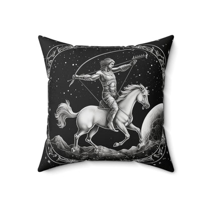 Sagittarius Zodiac, Archer Design, Fire Element, Spun Polyester Square Pillow