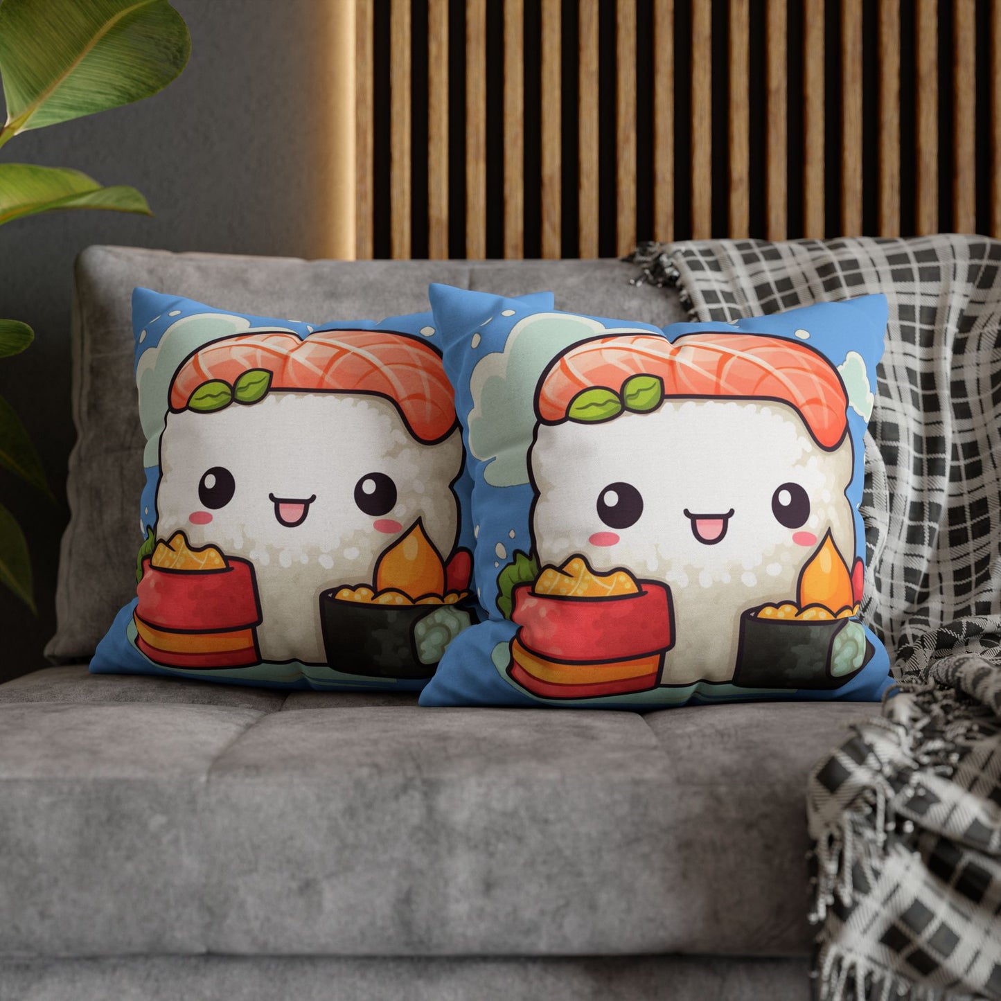 Anime Sushi - Japanese Cute kawaii - Otaku Gift - Spun Polyester Square Pillow Case