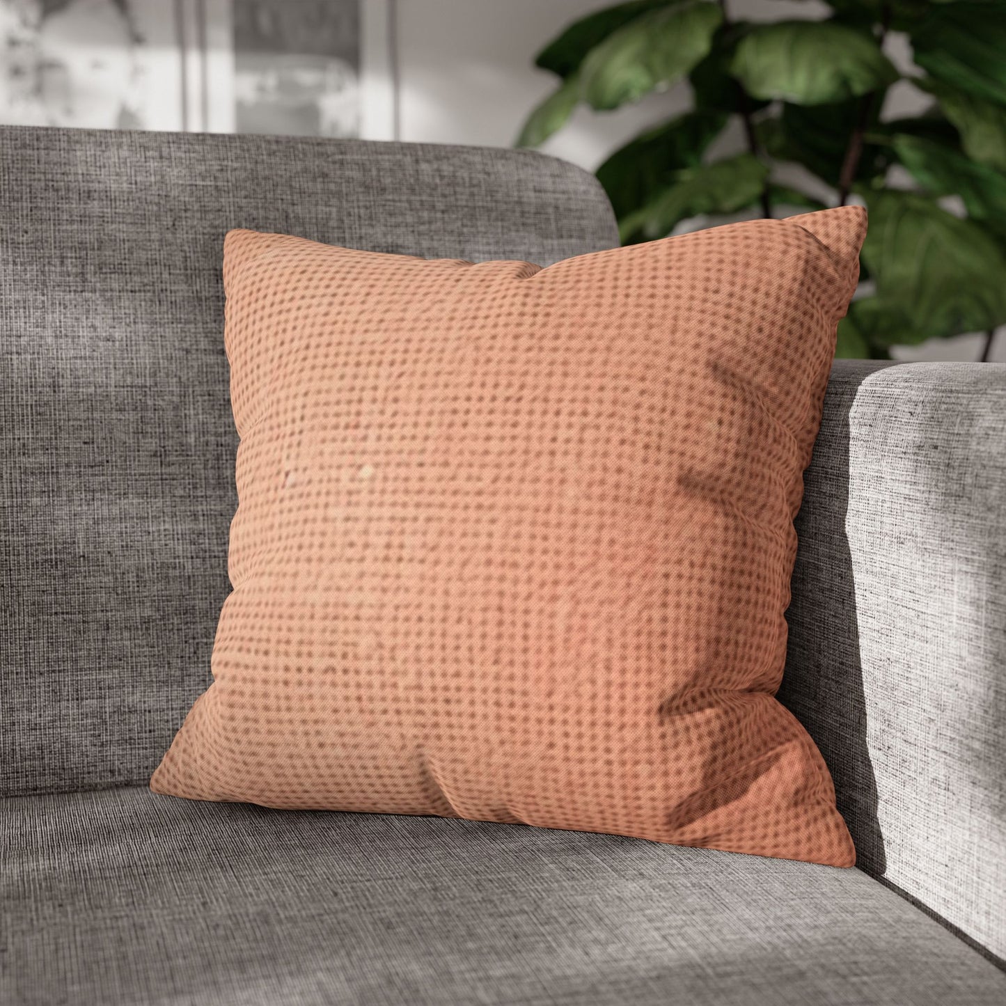 Soft Pink-Orange Peach: Denim-Inspired, Lush Fabric - Spun Polyester Square Pillow Case