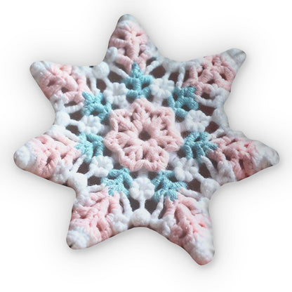 Christmas Crochet Snow, Snowflake Gift, Winter Season, Plush Shaped Pillow