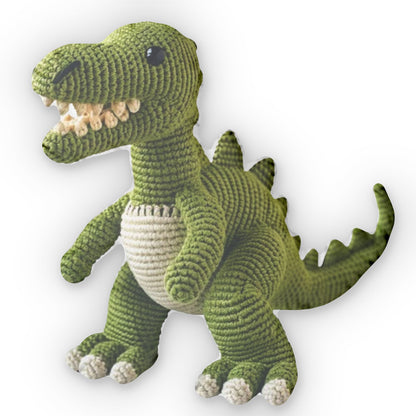 Dinosaur Weighted Plush Kids Throw Pillow Green Gift, Crochet Plush Gift