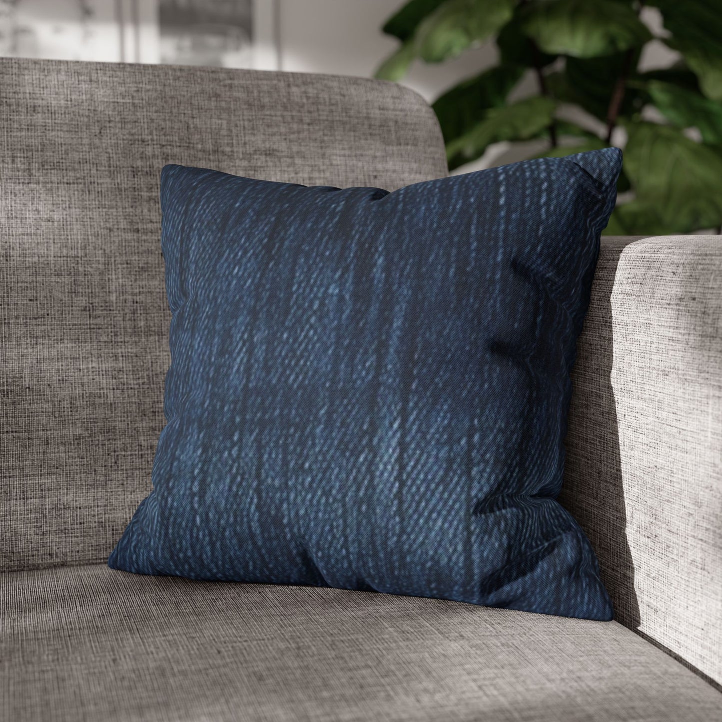 Indigo Splash: Washed Denim Reverie in Deep Blue - Spun Polyester Square Pillow Case