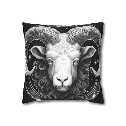 Aries Zodiac Sign Spun Polyester Square Pillow Case, Double Sided Print