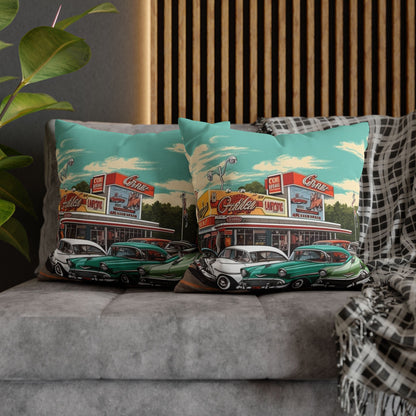 1950s Classic Car Collection Retro Artwork Spun Polyester Square Pillow Case