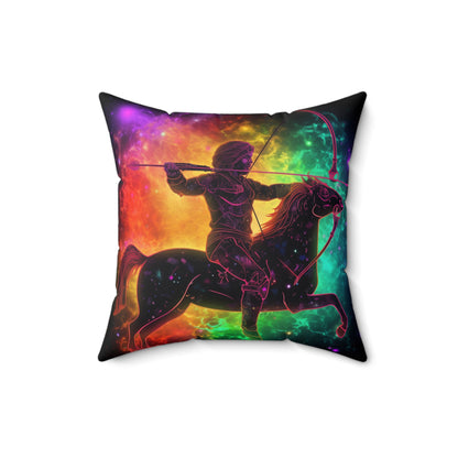 Colorful Sagittarius Zodiac Sign - Star Universe Theme - Spun Polyester Square Pillow