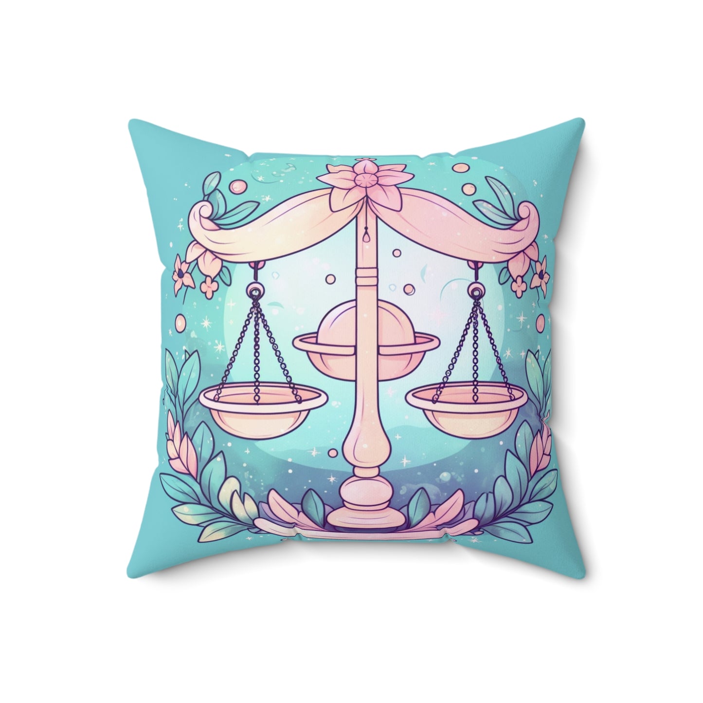 Libra Astrology - Soft Lighting & Pastel Zodiac Sign Symbol - Spun Polyester Square Pillow