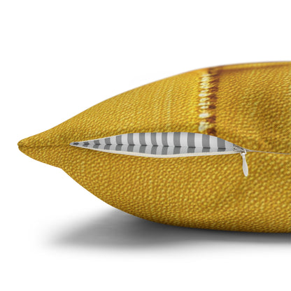 Banana Yellow Lemon: Bold Distressed, Denim-Inspired Fabric - Spun Polyester Square Pillow Case