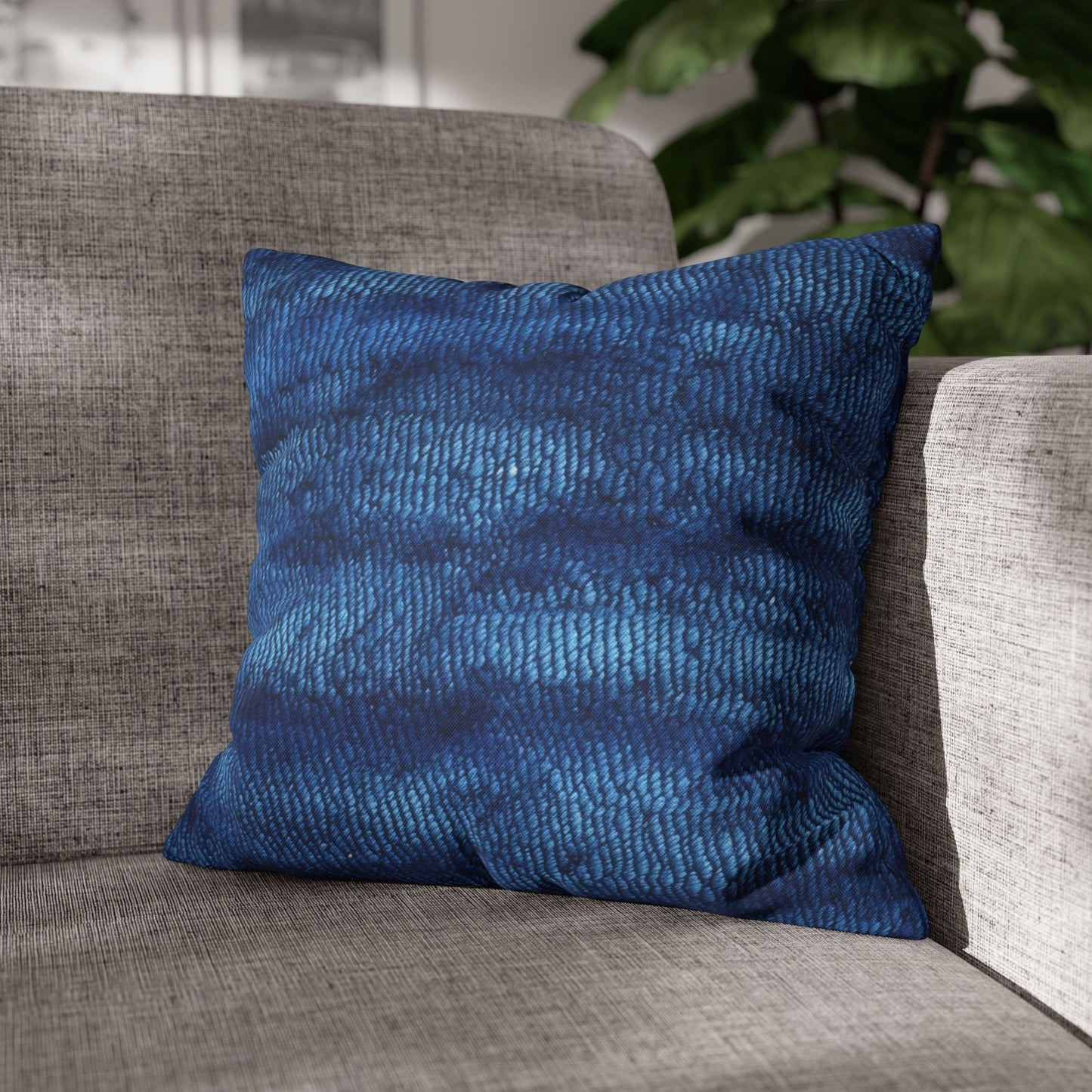 Blue Spectrum: Denim-Inspired Fabric Light to Dark - Spun Polyester Square Pillow Case