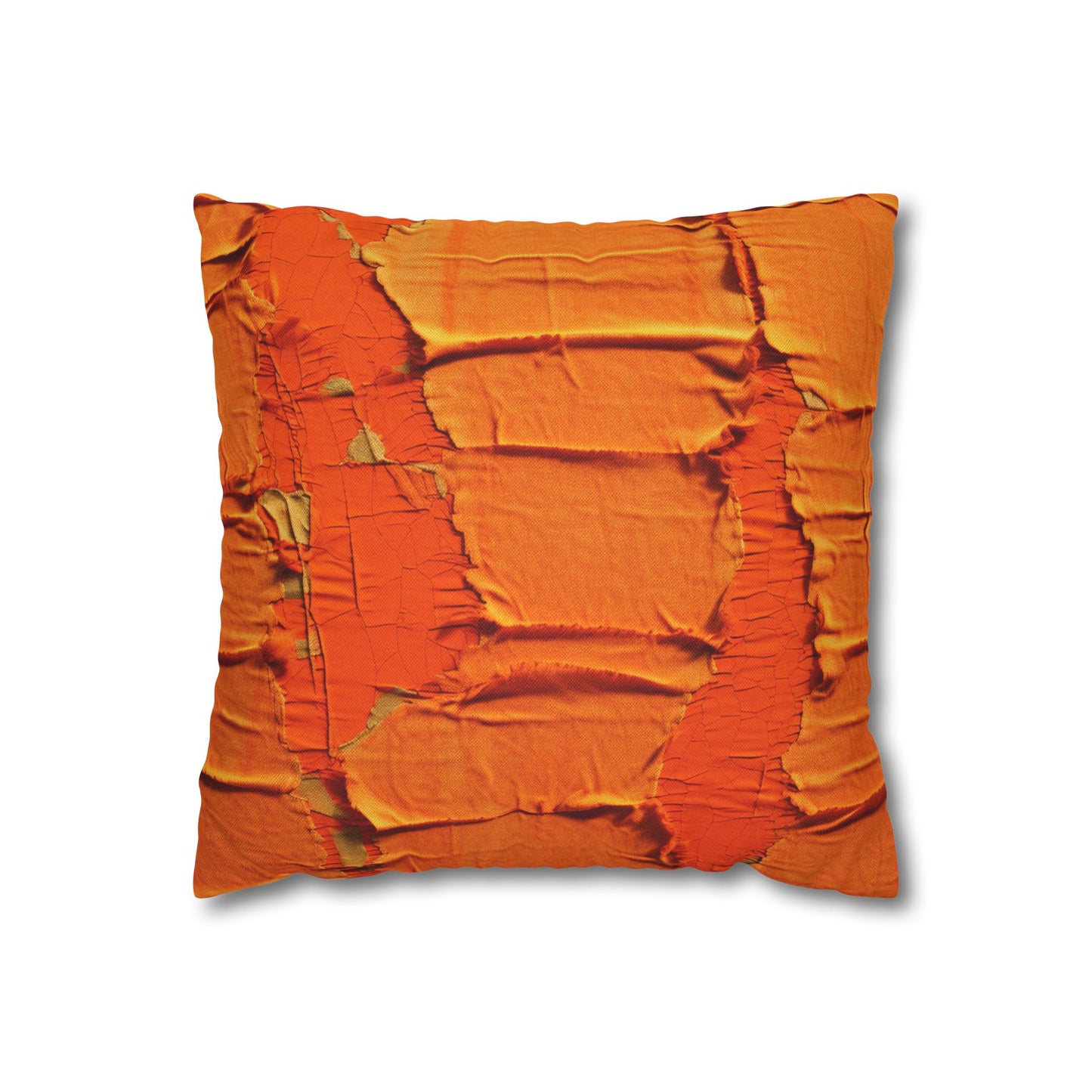 Fiery Citrus Orange: Edgy Distressed, Denim-Inspired Fabric - Spun Polyester Square Pillow Case