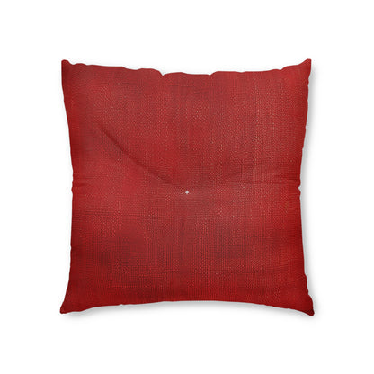 Juicy Red Berry Blast: Denim Fabric Inspired Design - Tufted Floor Pillow, Square