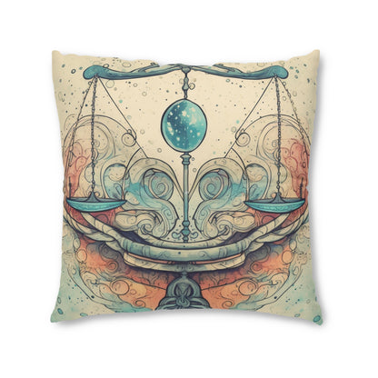 Libra Zodiac - Astrology Sign Street Art Equilibrium in Pastels - Tufted Floor Pillow, Square