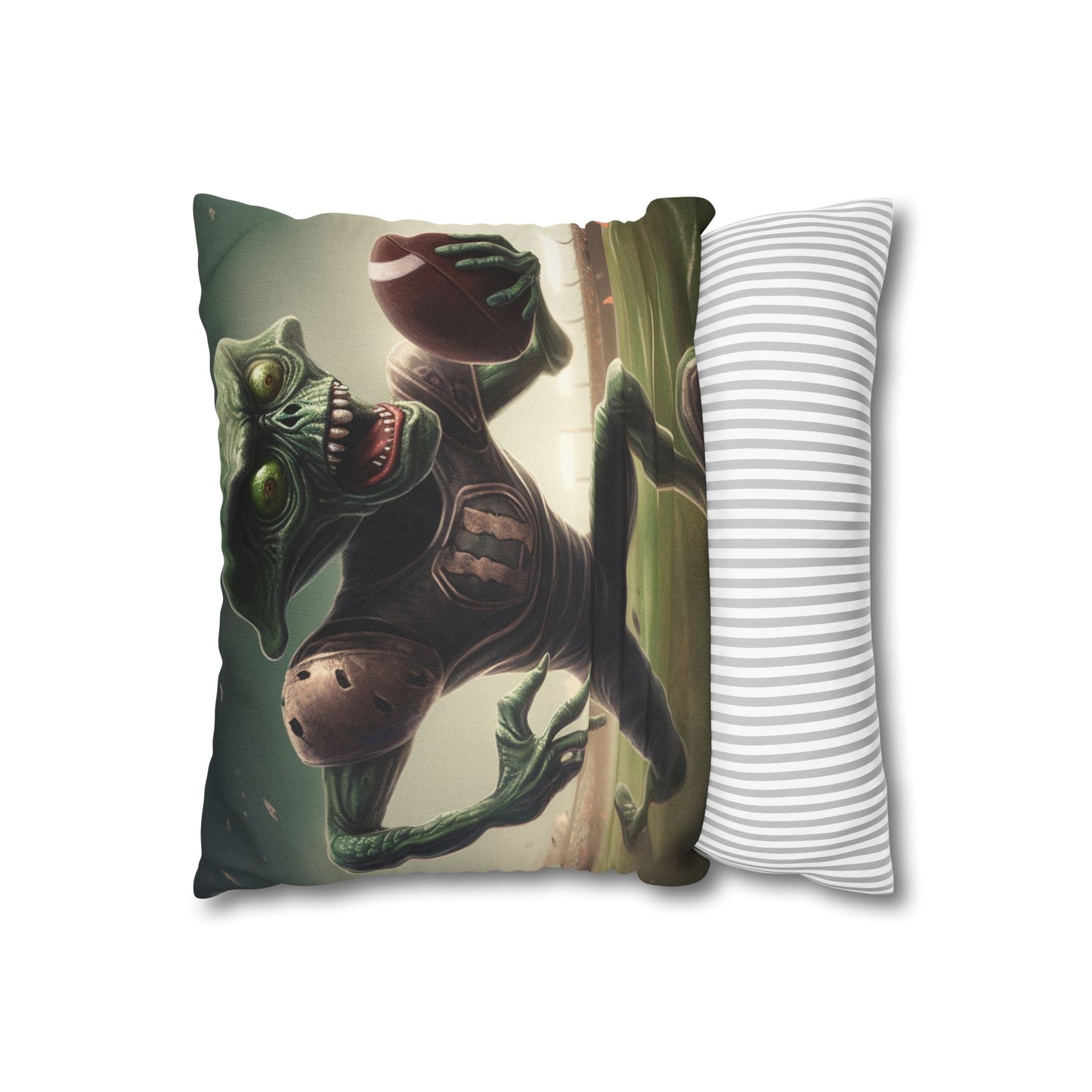 Alien Football Space Sport Game Stadium Athlete Galaxy Player - Spun Polyester Square Pillow Case