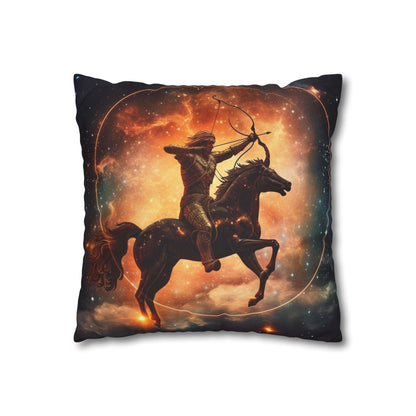 Sagittarius Constellation Totem - Archer in Action Zodiac Symbol - Spun Polyester Square Pillow Case