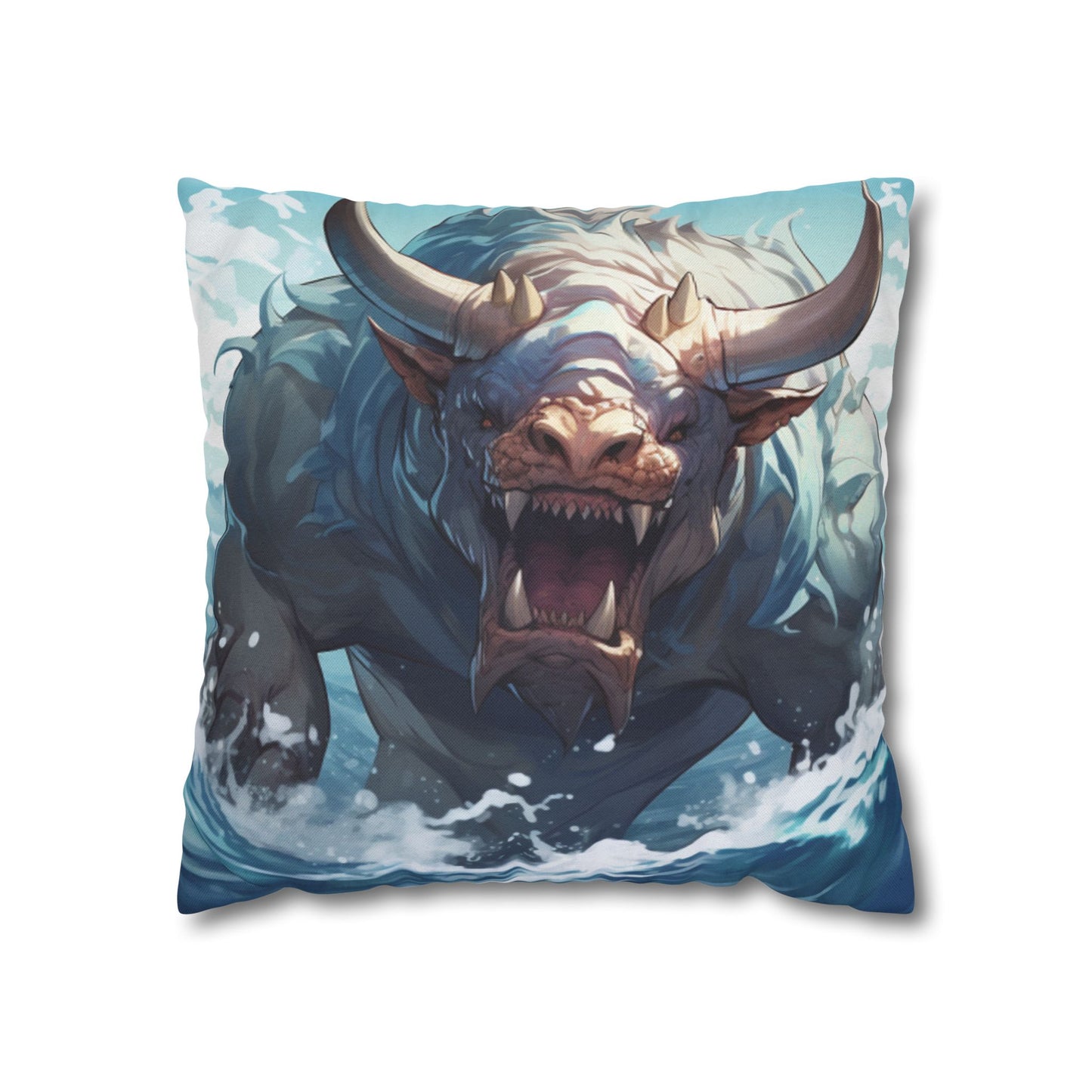 Bull Shark Fusion: Water Fantasy - Hybrid Ocean Marine Animal - Spun Polyester Square Pillow Case