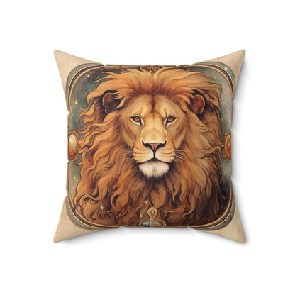 Astrological Leo Sign Vibrant Celestial Cosmic Zodiac -Spun Polyester Square Pillow