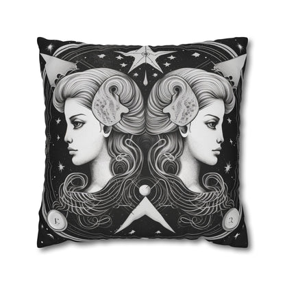 Gemini Zodiac Polyester Square Pillow Case, Indoor, Double Sided Print