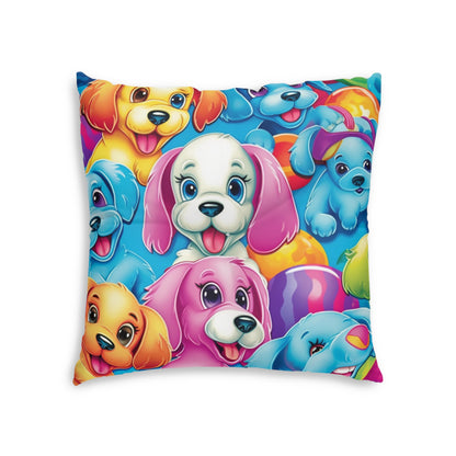 Happy Puppy & Dog Design - Vivid and Eye-Catching - Tufted Floor Pillow, Square