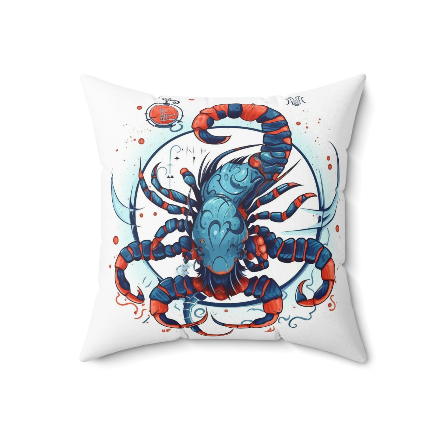 Cute Scorpio Zodiac Sign - Big Claws, Long Tail Cosmic Astrology Symbol - Spun Polyester Square Pillow