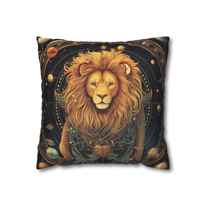 Astrological Leo Sign - Vibrant Cosmic Zodiac Astrology - Spun Polyester Square Pillow Case