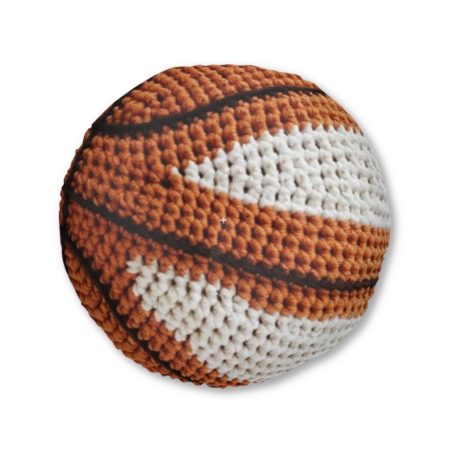 Home Basketball Shaped Hooked Pillow - Assembled and Shipped From USA - Tufted Floor Pillow, Round