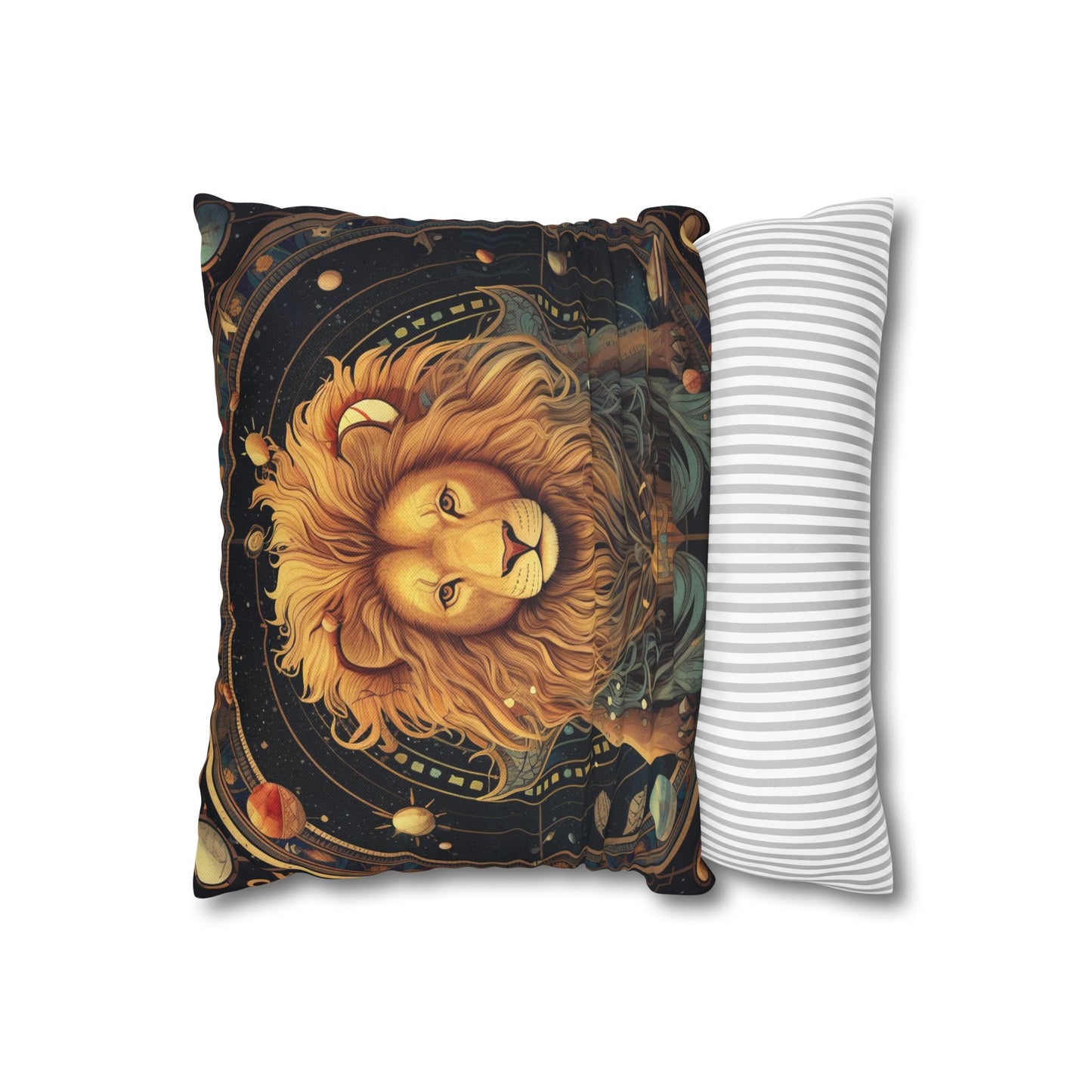 Astrological Leo Sign - Vibrant Cosmic Zodiac Astrology - Spun Polyester Square Pillow Case