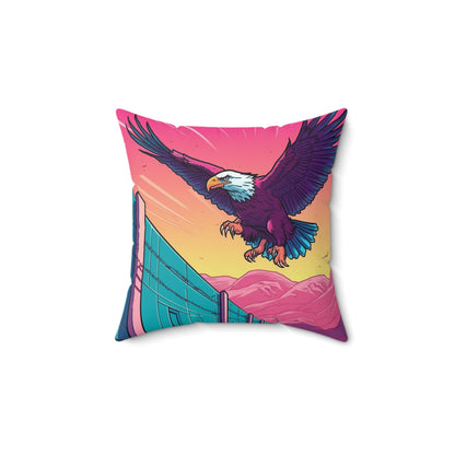 American Bald Eagle Border Build Fly Wall Graphic Spun Polyester Square Pillow