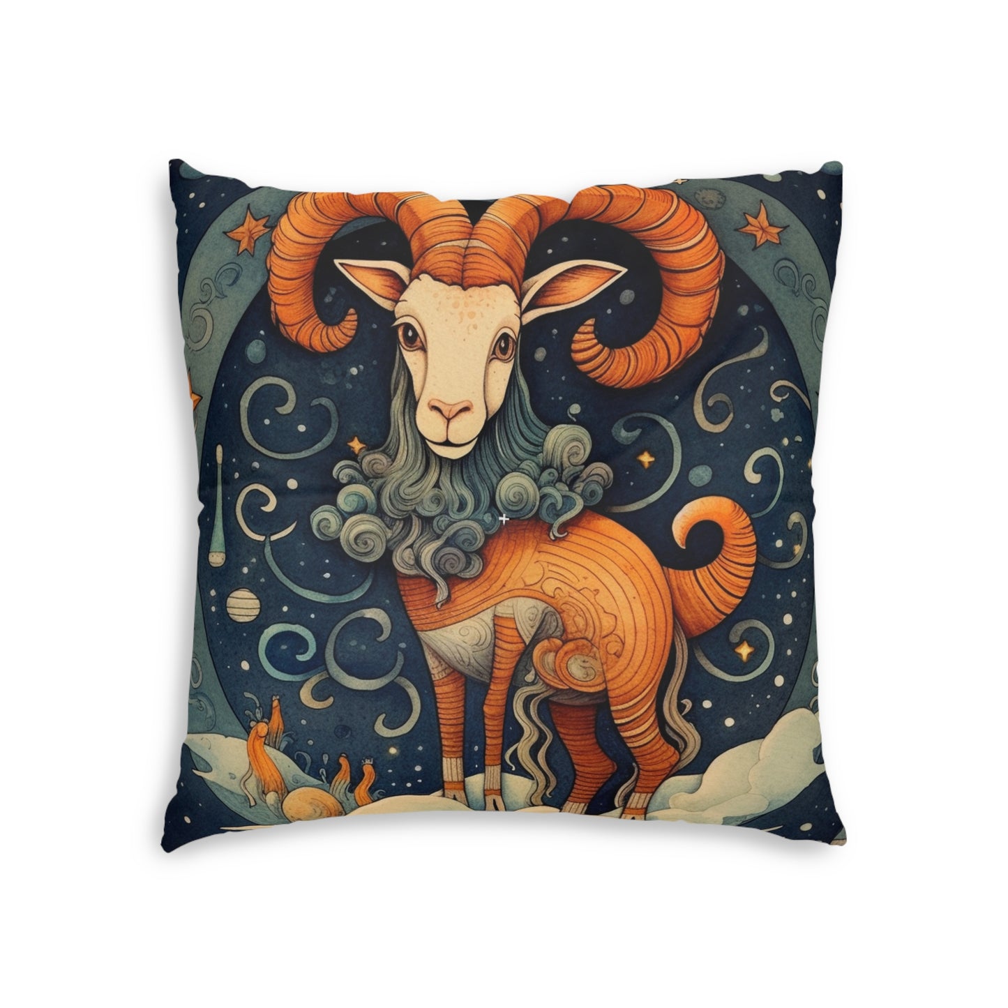 Capricorn Zodiac Children's Book Style Humorous Design - Tufted Floor Pillow, Square