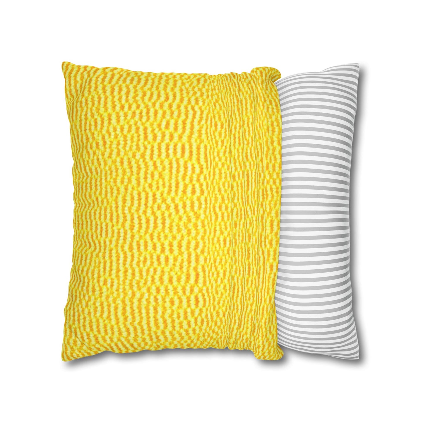 Sunshine Yellow Lemon: Denim-Inspired, Cheerful Fabric - Spun Polyester Square Pillow Case