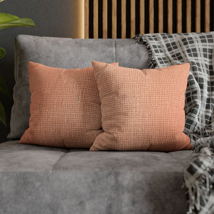 Soft Pink-Orange Peach: Denim-Inspired, Lush Fabric - Spun Polyester Square Pillow Case