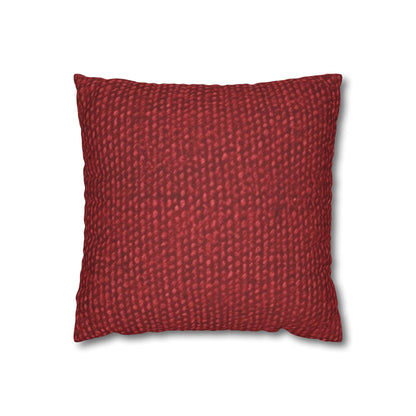 Bold Ruby Red: Denim-Inspired, Passionate Fabric Style - Spun Polyester Square Pillow Case