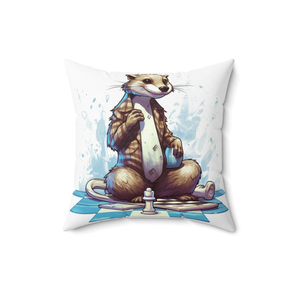 Otter Chess Game Grand Master Player Graphic Spun Polyester Square Pillow