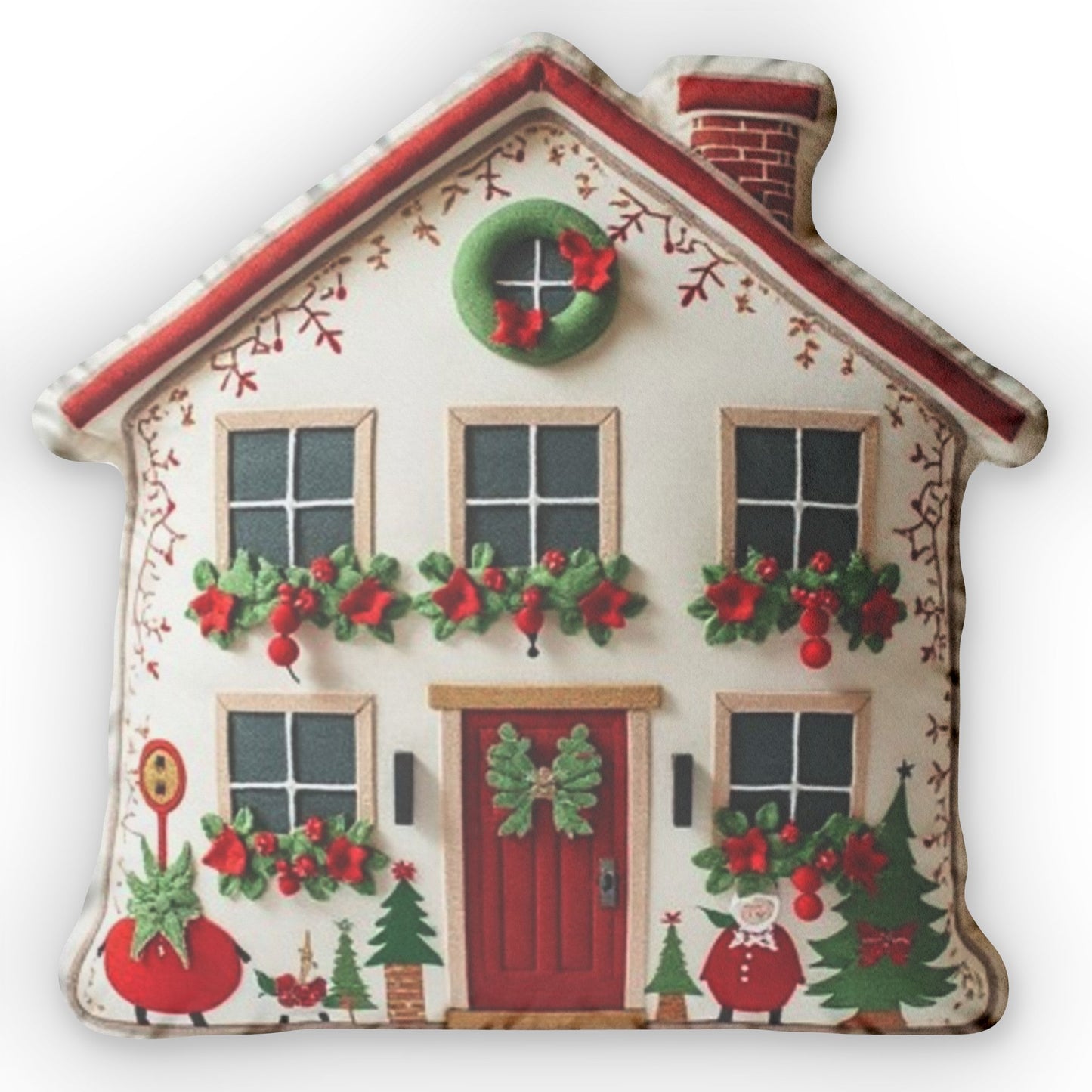 Winter Wonder House Gift, Christmas Plush Cushion, Shaped Pillow