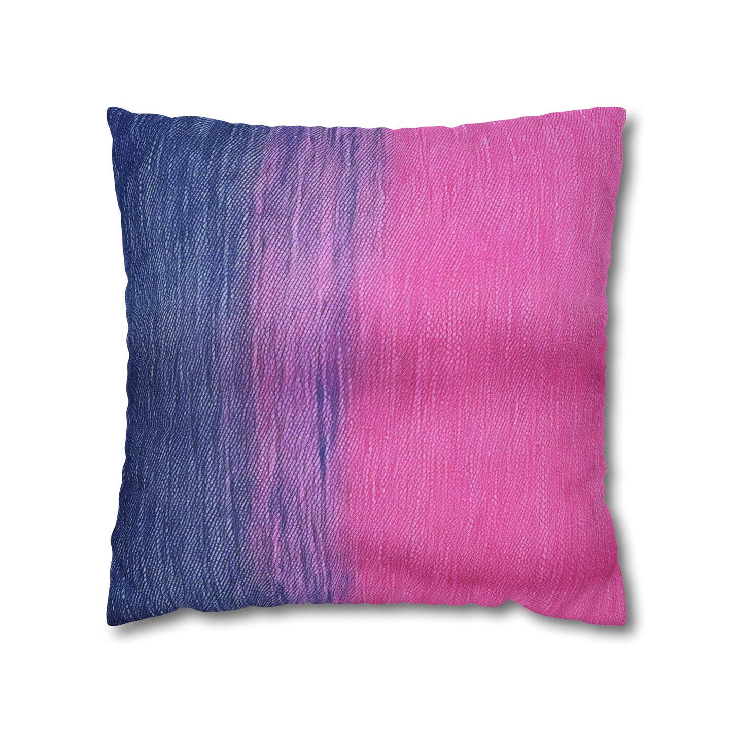 Dual Delight: Half-and-Half Pink & Blue Denim Daydream - Spun Polyester Square Pillow Case