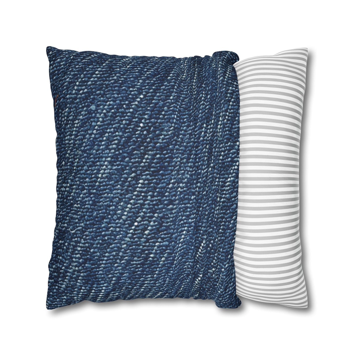 Denim-Inspired Design - Distinct Textured Fabric Pattern - Spun Polyester Square Pillow Case