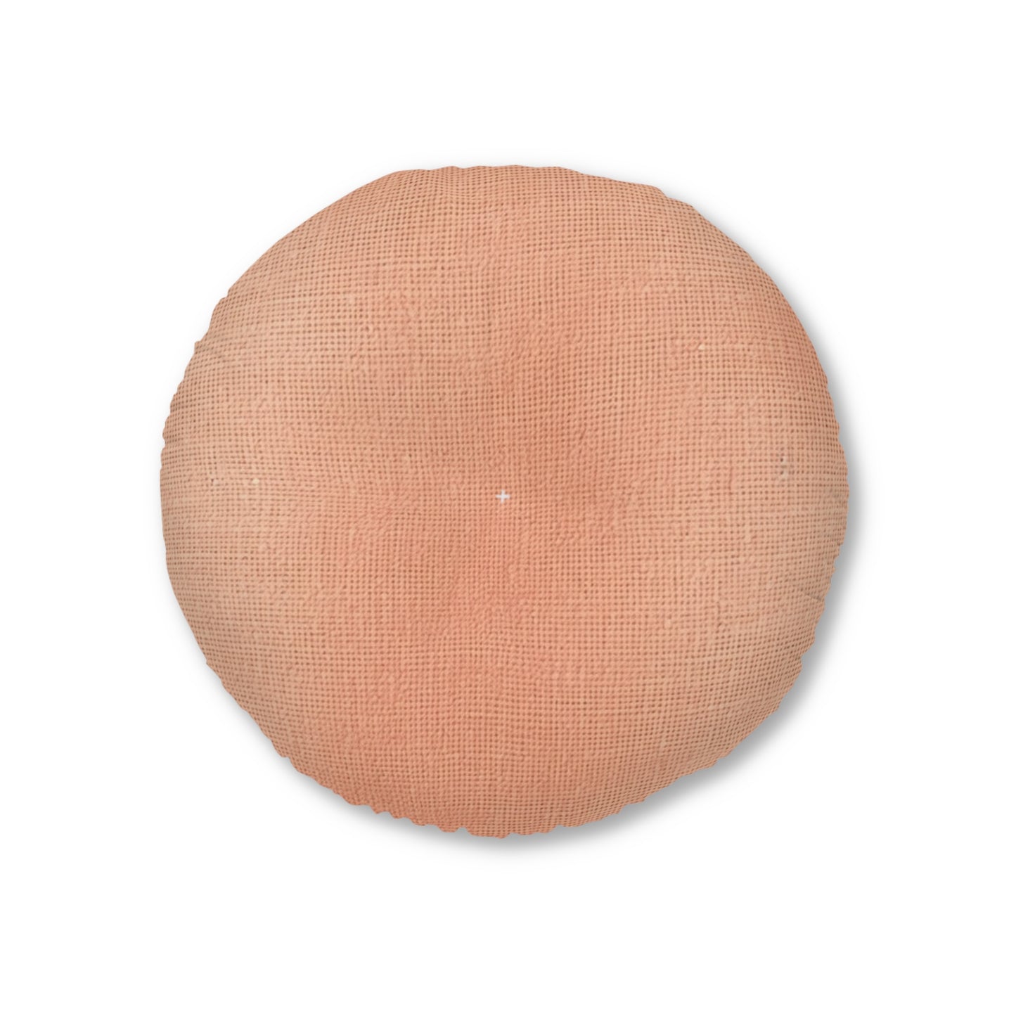 Soft Pink-Orange Peach: Denim-Inspired, Lush Fabric - Tufted Floor Pillow, Round