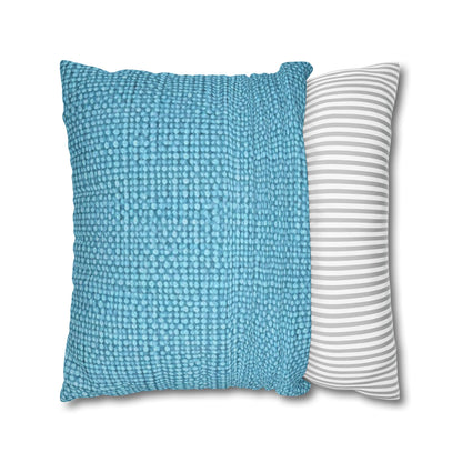 Bright Aqua Teal: Denim-Inspired Refreshing Blue Summer Fabric - Spun Polyester Square Pillow Case