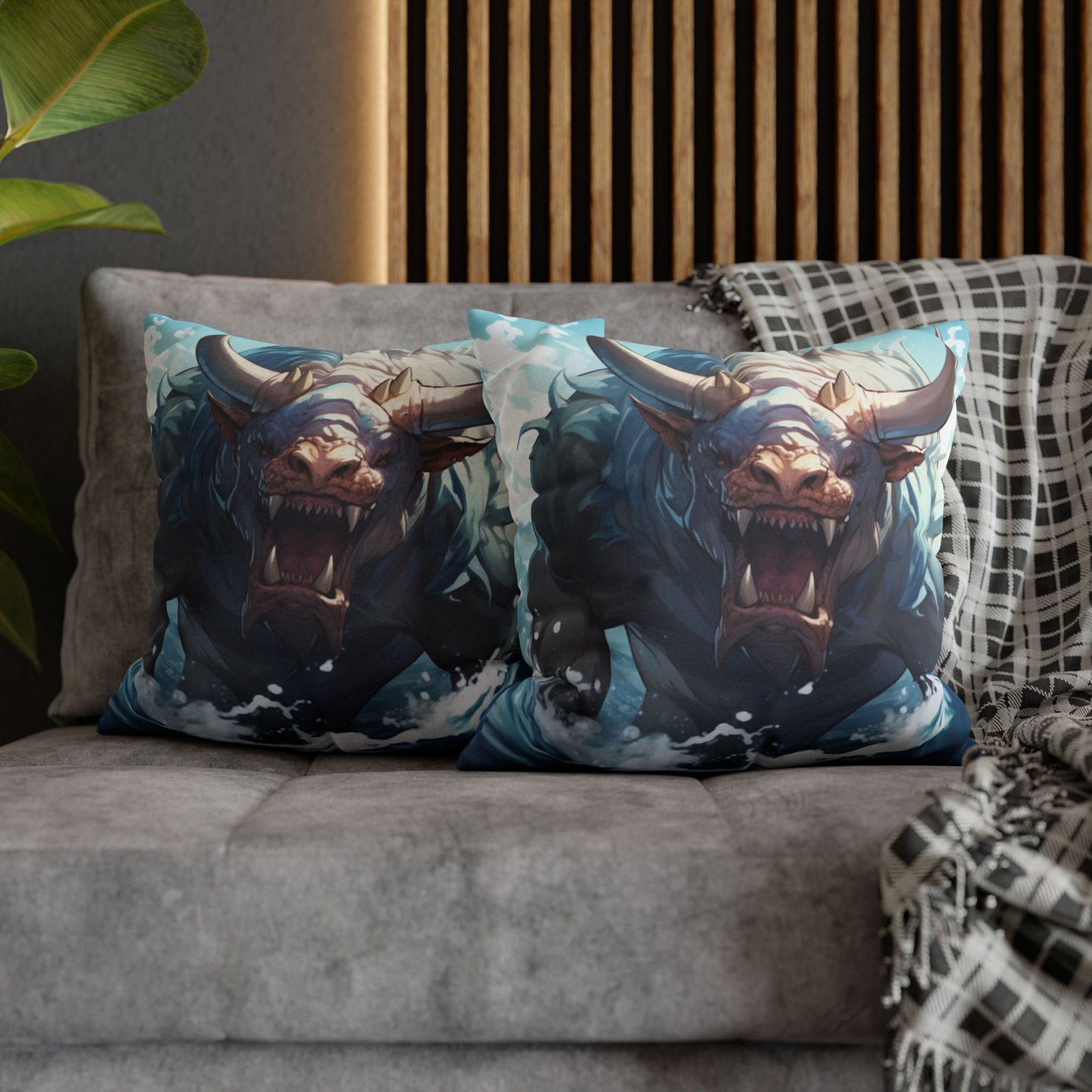 Bull Shark Fusion: Water Fantasy - Hybrid Ocean Marine Animal - Spun Polyester Square Pillow Case