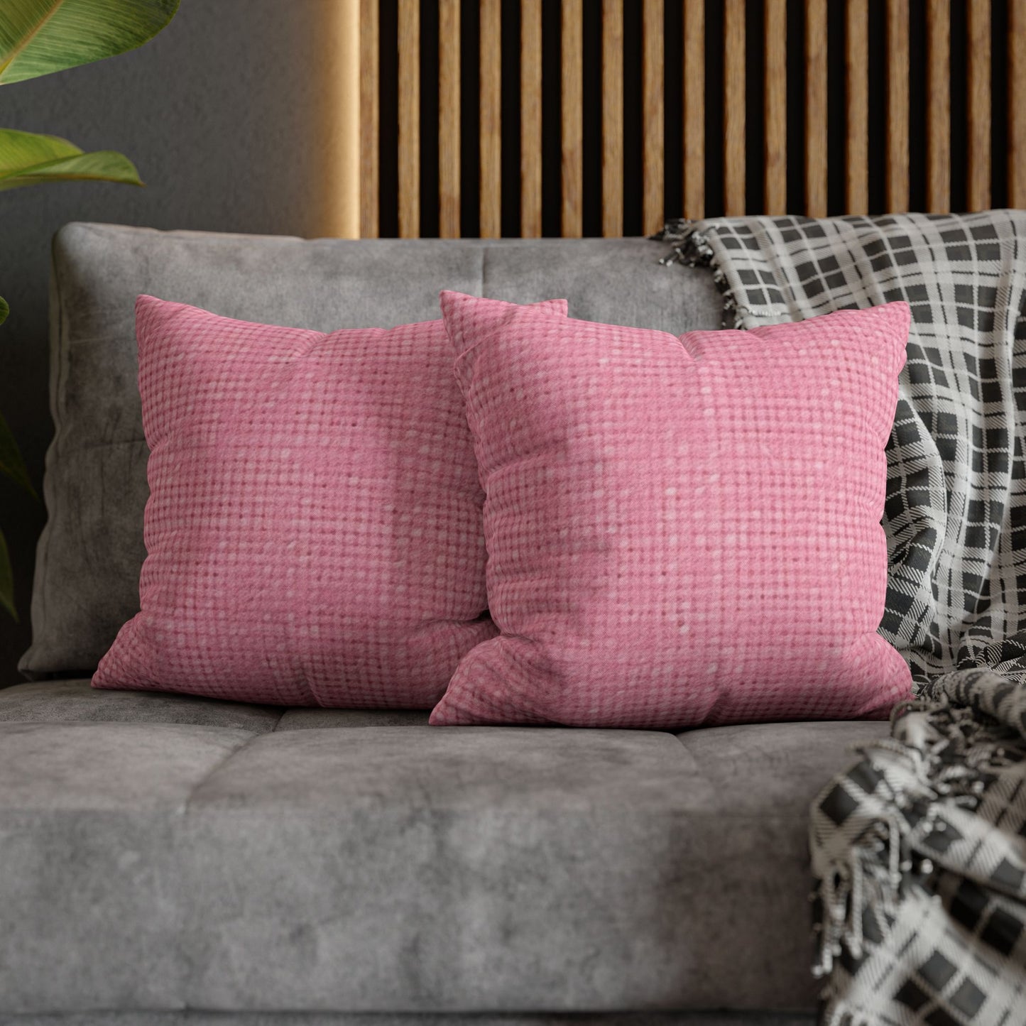 Pastel Rose Pink: Denim-Inspired, Refreshing Fabric Design - Spun Polyester Square Pillow Case