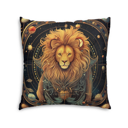 Astrological Leo Sign - Vibrant Cosmic Zodiac Astrology - Tufted Floor Pillow, Square