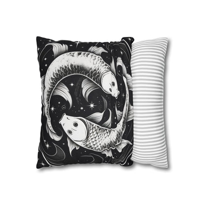 Pisces Zodiac Sign Polyester Square Pillow Case, Double Sided Design