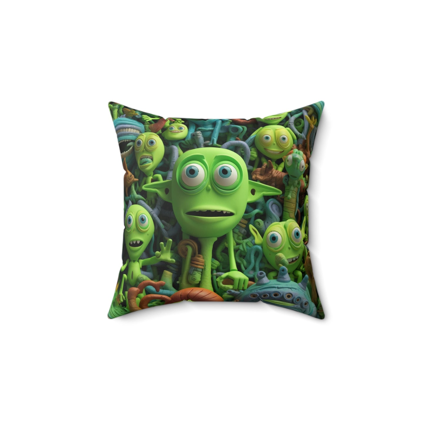 Toy Alien Story Space Character Galactic UFO Anime Cartoon - Spun Polyester Square Pillow