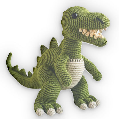 Dinosaur Weighted Plush Kids Throw Pillow Green Gift, Crochet Plush Gift